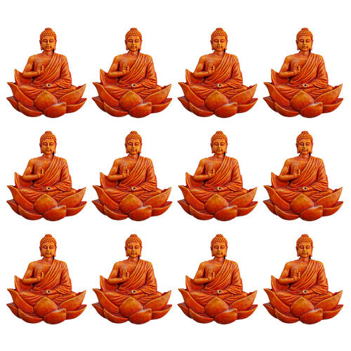 12PK MDI Flat Incense Burner Buddha Ora 12x2.5cm - Orange