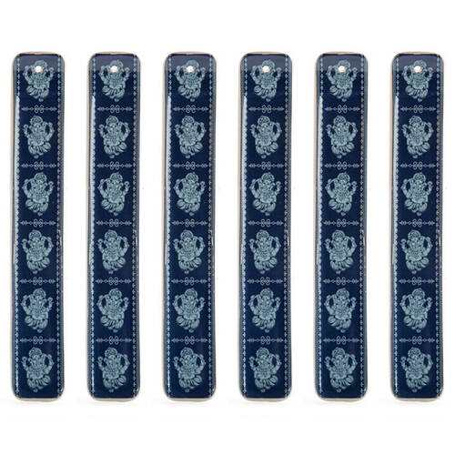 6PK MDI Flat Incense Burner/Incense Holder Ganesha 27x4.5cm - White/Blue