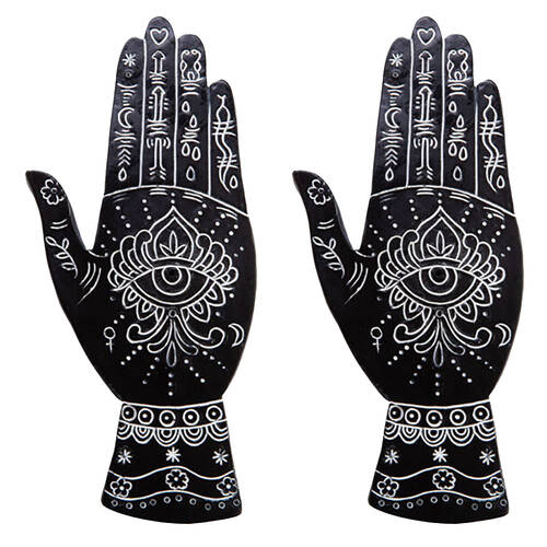 2PK MDI Flat Incense Burner/Holder Palmistry 20x9.5cm - White