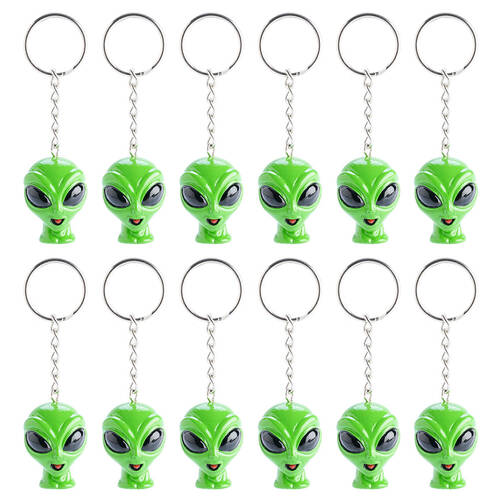 12PK Alien Keychain Alien Mini Toy Bag Charm Novelty Cute Figure 4x4cm