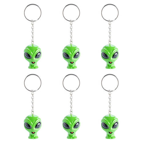 6PK Alien Keychain Alien Mini Toy Bag Charm Novelty Cute Figure 4x4cm