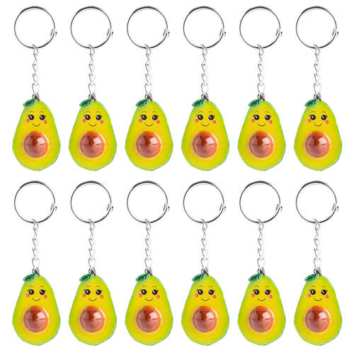 12PK MDI Keychain Avocado Cute Fruit Charm Fun Novelty Mini 3.5x4.5cm