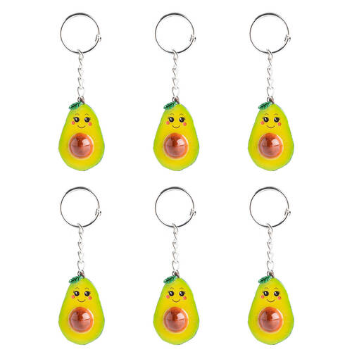 6PK MDI Keychain Avocado Cute Fruit Charm Fun Novelty Mini 3.5x4.5cm