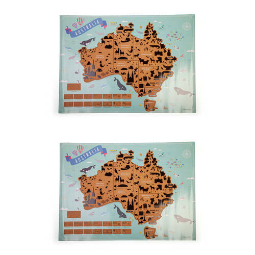 2PK MDI Large Scratch Away Map Australia Travel Poster 82.5x59.4x0.1cm