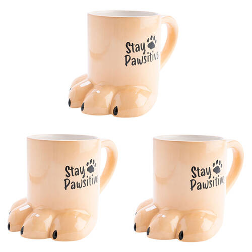 3PK Furever Pets 3D Pawsome Dog Coffee/Tea Ceramic Mug 16.5x11.8cm