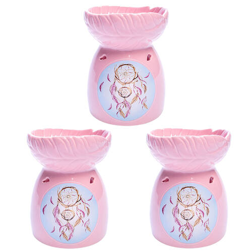 3PK Wild Scents Oil Burner Dreamcatcher Wax Melts Candle Holder 12.2x14cm Pink