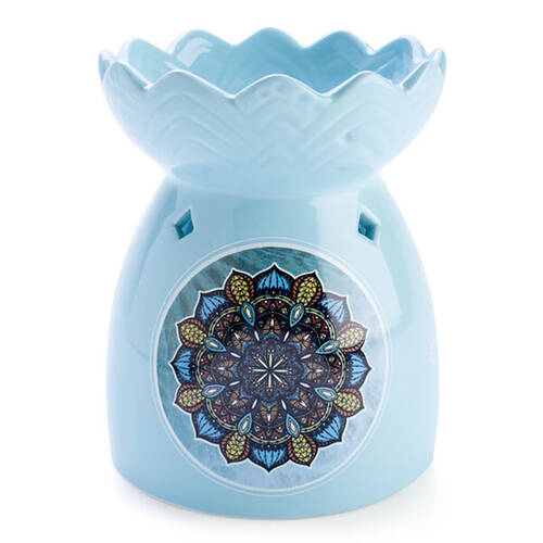 Wild Scents Oil Burner Mandala Wax Tealight Candle Holder 12.2x14cm Blue