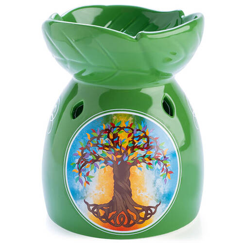 Wild Scents Oil Burner Tree of Life Wax Melts Candle Holder 12.2x14cm Green