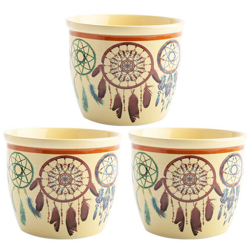 3PK MDI Smudge Bowl Sage/Incense Burner Ceramic Dreamcatcher 12.5x10.5cm Yellow