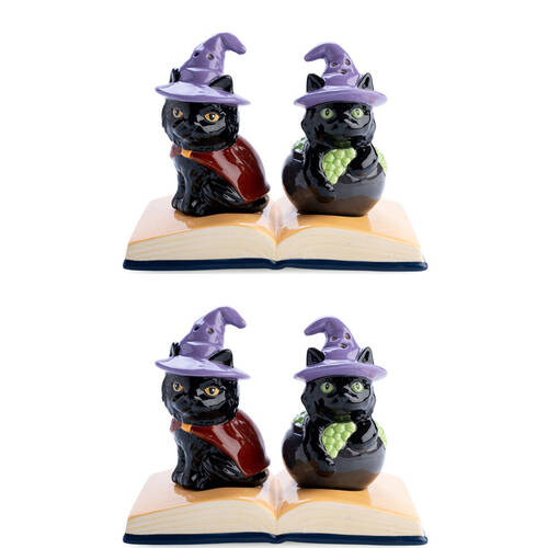2x 2pc Flavour Mates 3D Salt & Pepper Shaker Set 14.5x8.5x11cm Black Cats