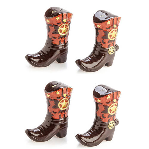 2x 2pc Flavour Mates 3D Salt & Pepper Shaker Set 9.5x4.3x8.5cm Cowboy Boots