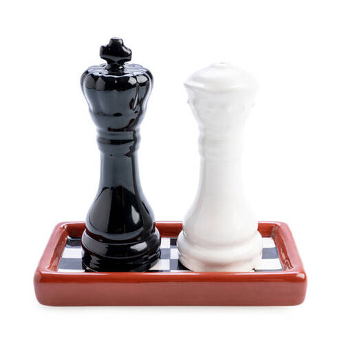 2pc Flavour Mates 3D Salt & Pepper Shaker Duo Set 10.8x5.5x10.5cm Chess Pieces