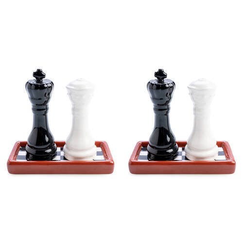 2x 2pc Flavour Mates Salt & Pepper Shaker Duo Set 10.8x5.5x10.5cm Chess Pieces