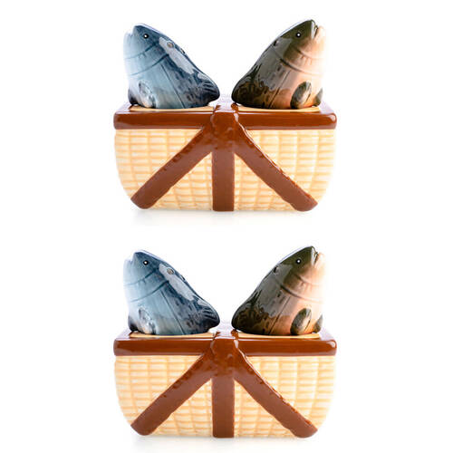 2x 2pc Flavour Mates Salt & Pepper Set 10.5x6x9.5cm Fishing Picnic Basket