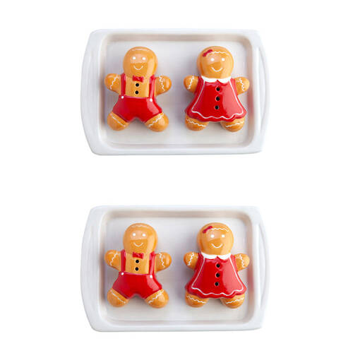 2x 2pc Flavour Mates Salt & Pepper Shaker Duo Set 15x5x10cm Gingerbread Cookies