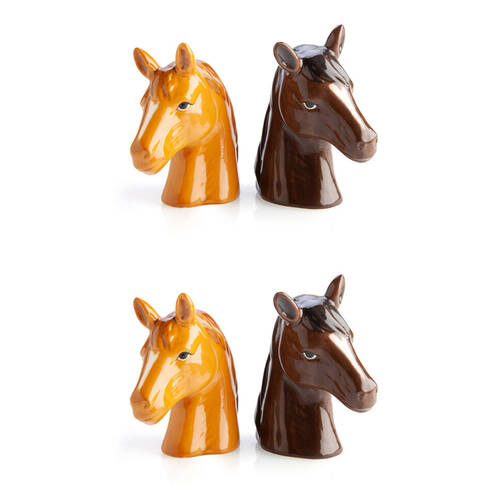 2x 2pc Flavour Mates 3D Salt & Pepper Shaker Duo Set 7.5x4x8.5cm Horse Heads