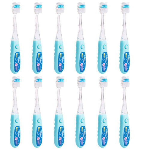 12PK Aquaworld Flashing Toothbrush 26x14.5cm - Jellyfish 3y+
