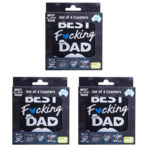 3x 4pc MDI Cork-Backed Drink Coasters Set Square Dad Father's Day