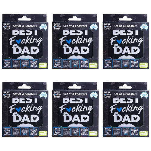 6x 4pc MDI Cork-Backed Drink Coasters Set Square Dad Father's Day