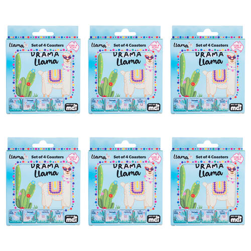 6x 4pc Alpaca Valley Cork-Backed Drink Coasters Set Square Llama