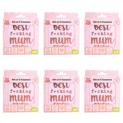 6x 4pc MDI Cork-Backed Drink Coasters Set Square Mum Mother's Day
