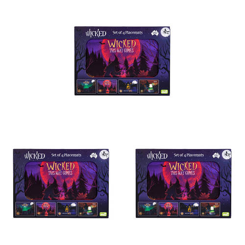 3x 4pc MDI Cord-Backed Heat-Resistant Placemat Set 29x21.5x0.5cm Wicked