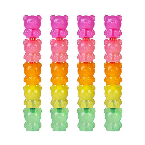 4PK Furever Pets Stackable Highlighters Writing Stationery Bear Assorted