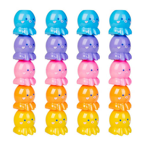 4PK Aquaworld Stackable Highlighters Writing Stationery Octopus Assorted