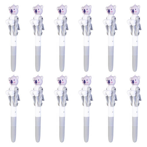 12PK Outback Mates Pen Boxing Koala Ink School Supplies Stationery 19cm Grey