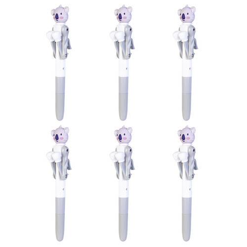 6PK Outback Mates Pen Boxing Koala Ink School Supplies Stationery 19cm Grey