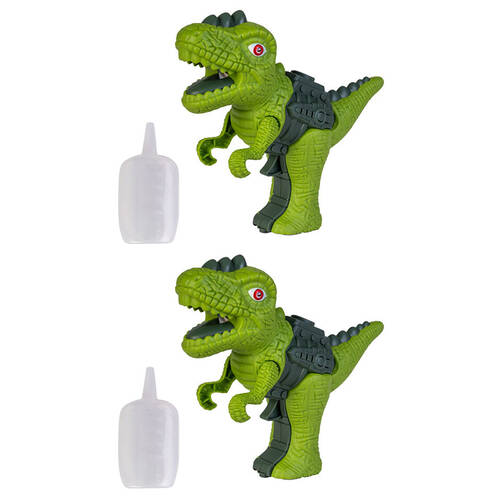 2PK Dino Island LED Mist Spray Roaring T-Rex Dinosaur Toy Light Effect 17.5cm