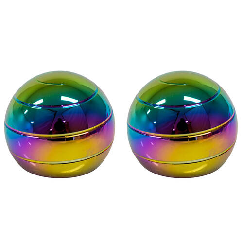 2PK MDI Metallic Rainbow Gyro Fidget Spinner Desk Toy Display 3.9x3.9cm 6y+