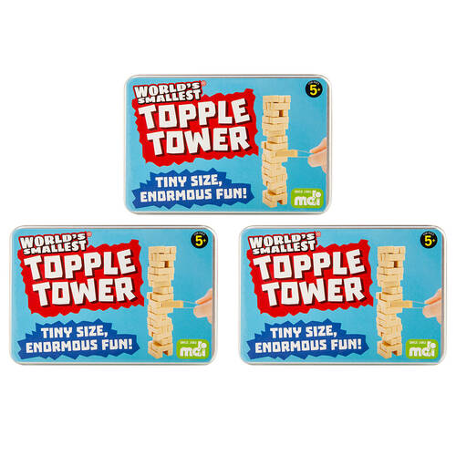 3PK Worlds Smallest World Topple Tower Board Game Miniature Toy Set Kids 5y+