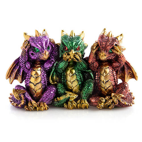 Mystical Worlds 3 Wise Dragons Figurine Home Decor 14x8.2cm
