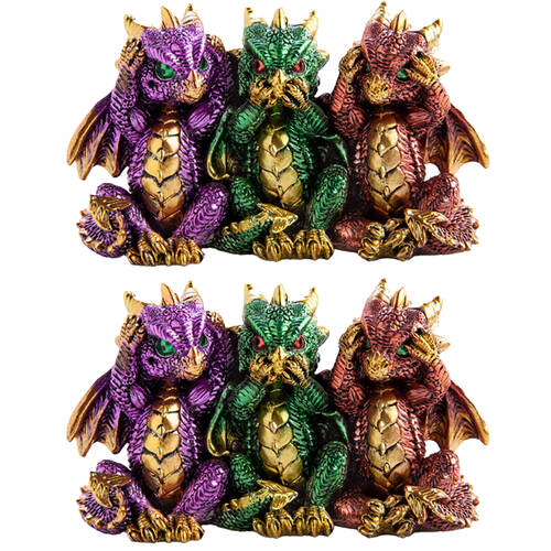 2PK Mystical Worlds 3 Wise Dragons Figurine Home Decor 14x8.2cm