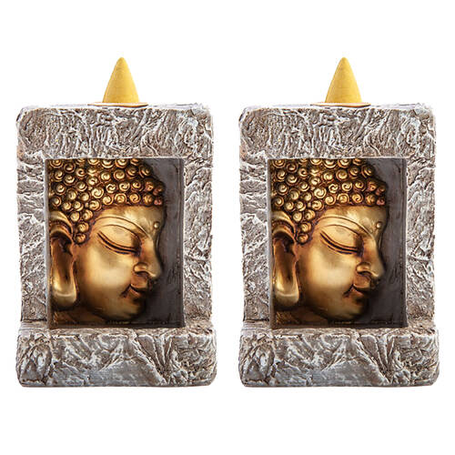 2PK MDI Backflow Burner Frame Buddha Head Incense Burner