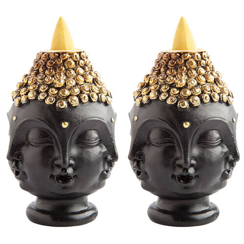 2PK MDI Backflow Burner 4 Faces Buddha Head Incense Burner