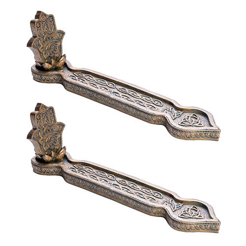 2PK MDI Flat Incense Burner/Incense Stick Holder Hamsa 28x8.6cm - Gold