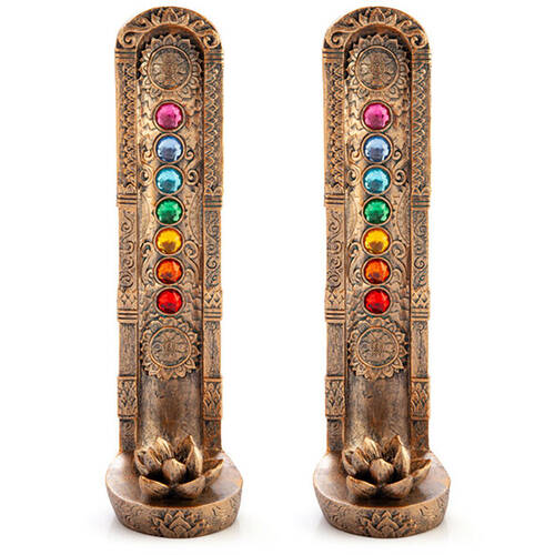 2PK MDI Stick Incense Burner Chakra Lotus Stand/Holder Copper 27x8cm Home Decor