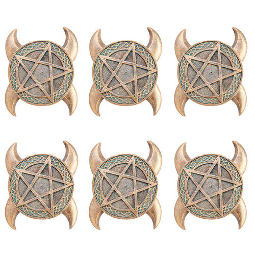 6PK MDI Stick Incense Burner Pentacle Stand/Holder Copper Home Fragrance Decor
