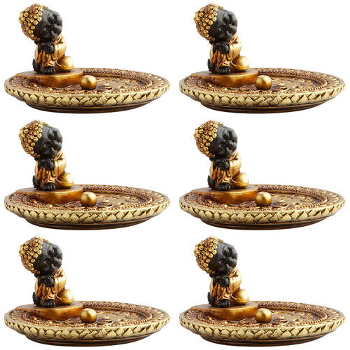 6PK MDI Stick Incense Burner Sleeping Buddha Stand Gold Home Fragrance Decor