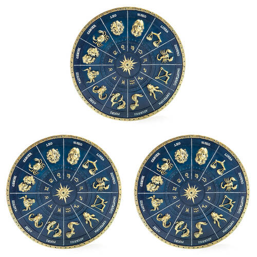 3PK MDI Stick Incense Burner Zodiac 3D Stand Gold/Deep Blue 17x17mm Home Decor