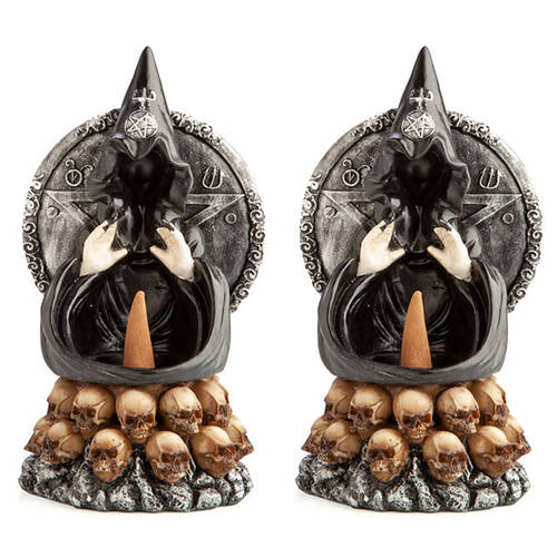 2PK Mystical Worlds Incense Burner/Backflow Baphomet Figure 21x12cm Home Decor