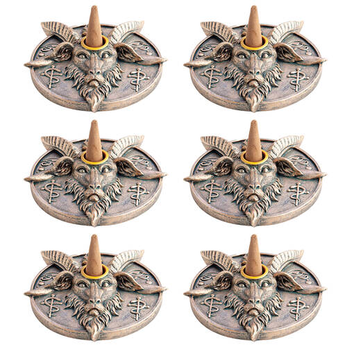 6PK MDI Incense Burner/Candle Holder Stand Baphomet Bronze 126x23mm Home Decor