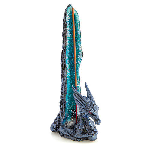 Mystical Worlds Ice Dragon Incense Burner Crystal Blue 23x10cm Home Decor