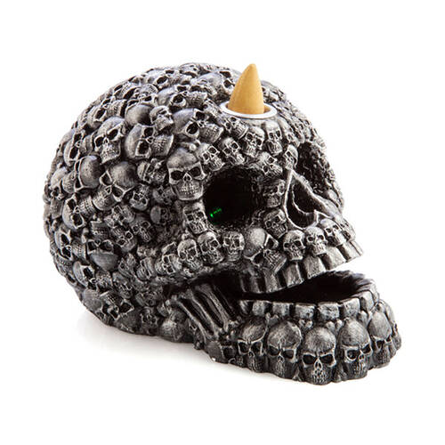 Mystical Worlds LED Backflow Incense Burner Skull Gothic Decor 17x11.8cm