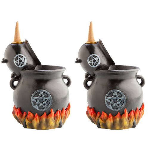 2PK MDI LED Backflow Incense Burner Cauldron Pot Witchy Decor 13.5x15.5cm