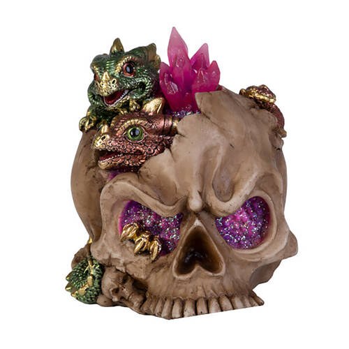 Mystical Worlds LED Light Skull Baby Dragons Fantasy Display Decor 14.82cm