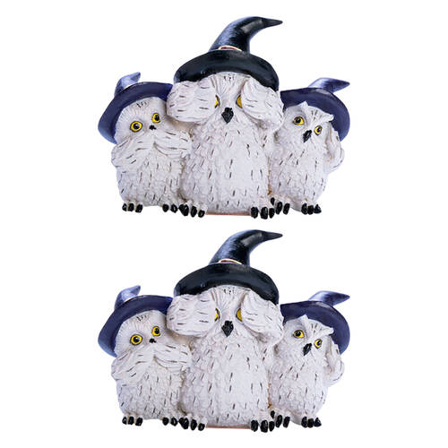 2PK Mystical Worlds 3 Wise Snowy Owls Figurine 12.7x9.3cm - White