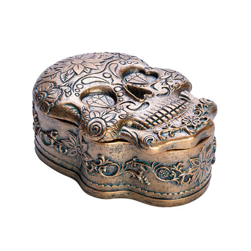 Mystical Worlds Trinket Box Candyskull Gold Jewellery Storage Decor Antique